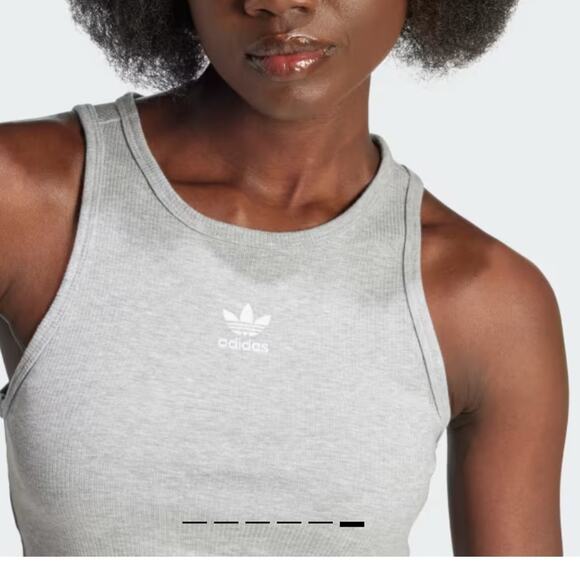 Adidas Women's Light Gray ESSENTIALS RIBBED TANK TOP Size Small NEW - Picture 4 of 13